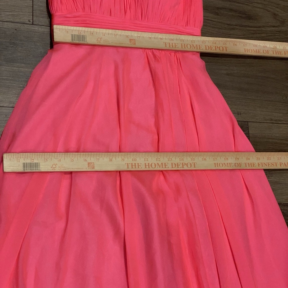 Mac Duggal Hot Pink High Neck Tiered Chiffon Halter Side Slit Gown Size 2 $258 - Picture 13 of 16